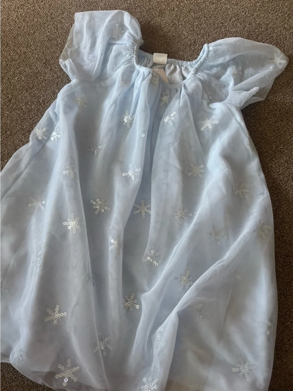 Light Blue Sequin Tulle Kids Dress gap factory